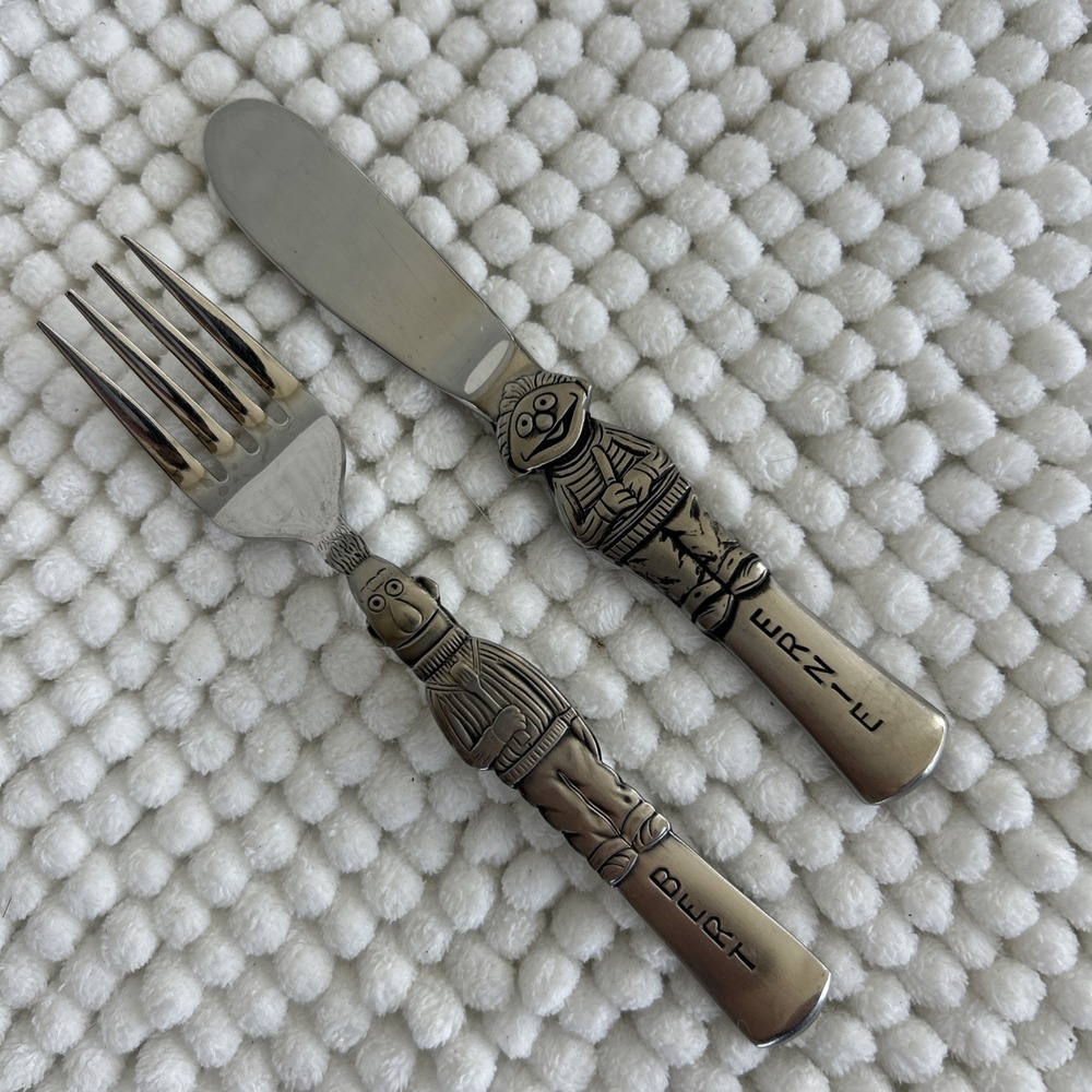 SESAME STREET 2 Pc Childs Set Gorham Japan Stainless‎ Flatware Muppets